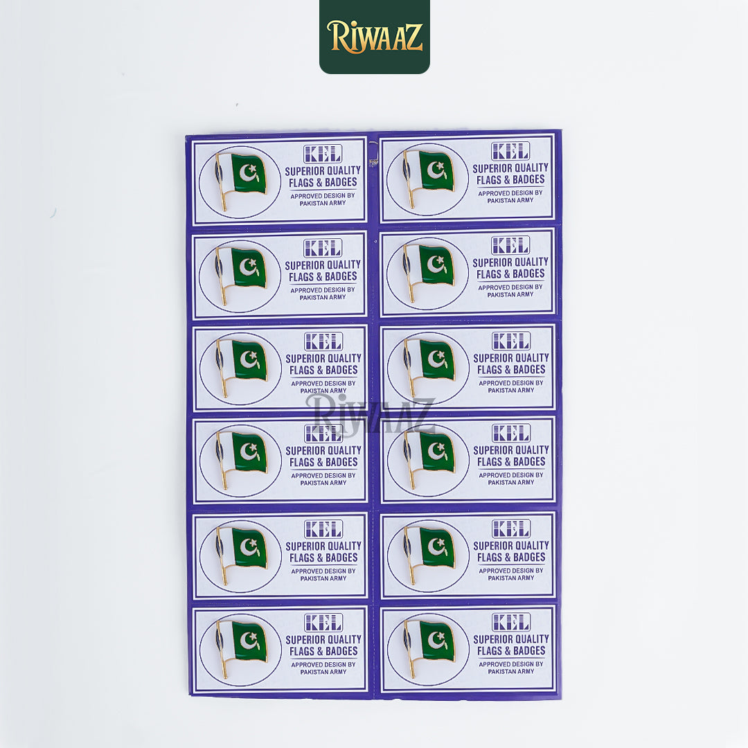 Pack of 12 - Pakistan Independence Day - Pakistan Flag Badges - Riwaaz