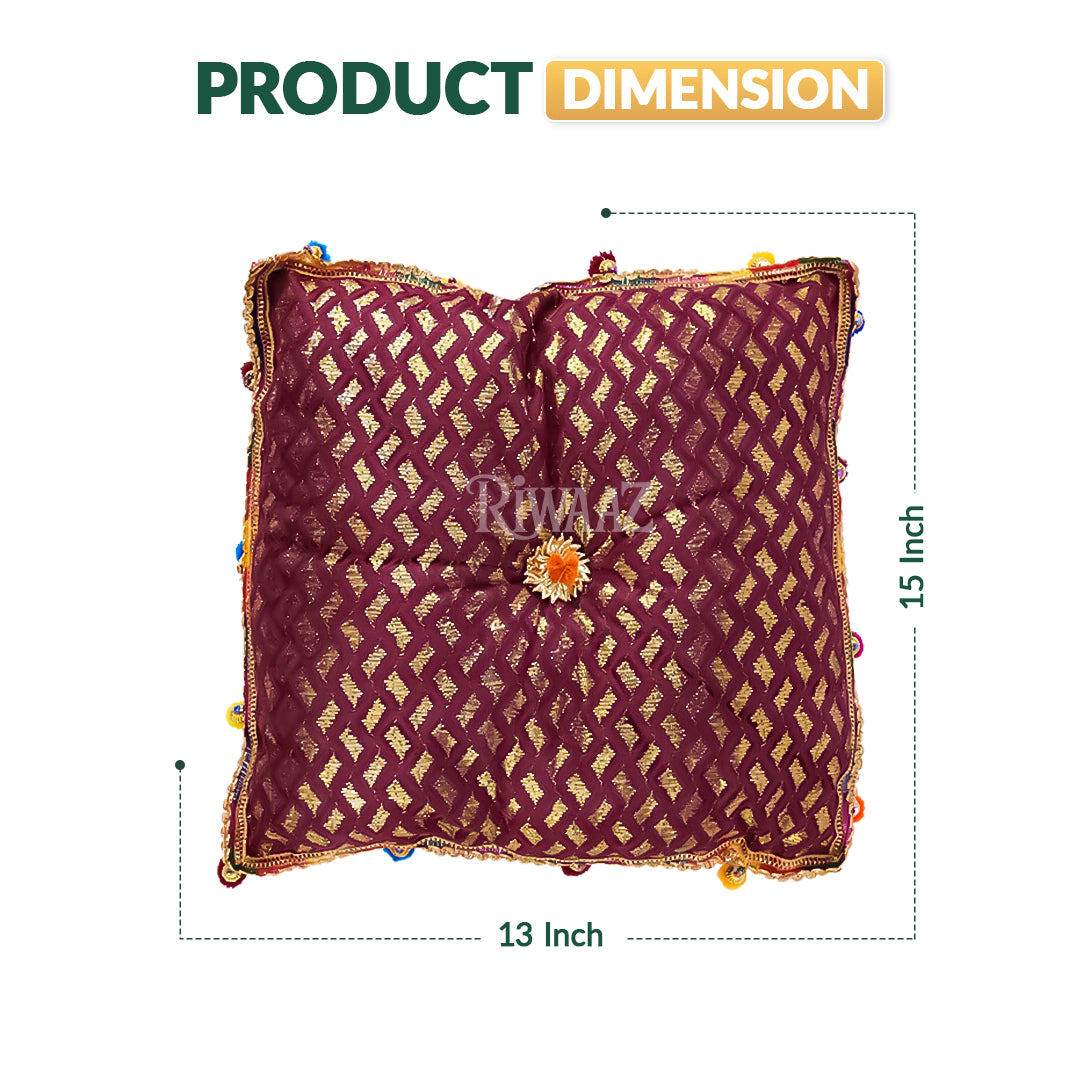 Jamawar Fabric Pillow, Cusion Perfect For Traditional Wedding Decor Including Mehndi, Nikkah, Maiyun, Vivah, and Cultural Celebrate