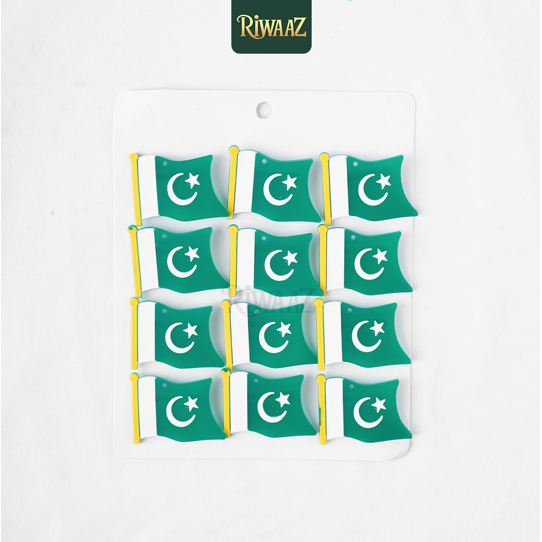 Pack of 12 - Pakistan Flag Badges - Rubber Badges