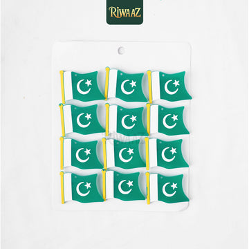 Pack of 12 - Pakistan Flag Badges - Rubber Badges