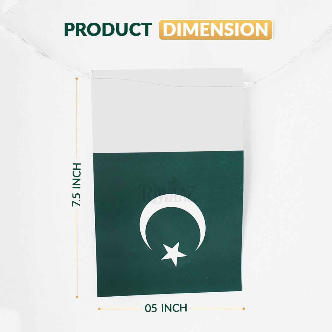 Pack of 100 - Pakistan Flag Buntings for 14th August Celebration