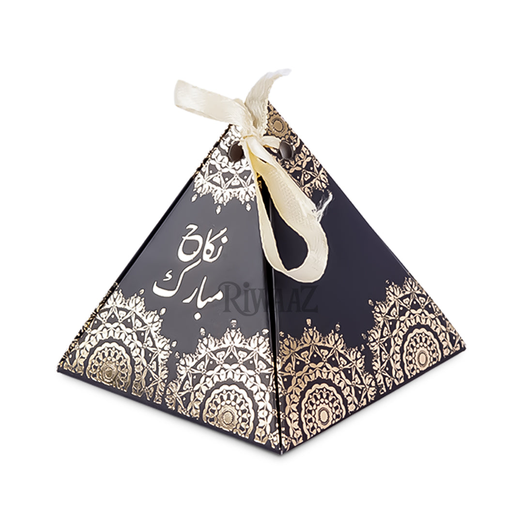 Qubool Hai & Nikkah Mubarak Pyramid Wedding Favor Box | Mehndi, Engagement, Nikkah Mubarak Gift Box | Pakistani Indian Decoration