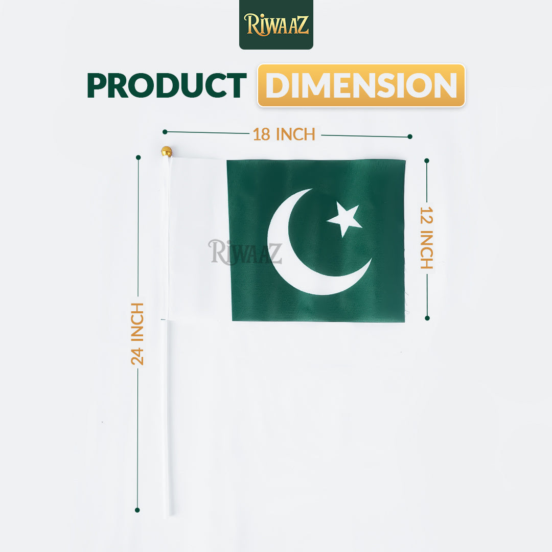 Pack of 12 – Handheld Pakistan Flags for 14 August & National Events