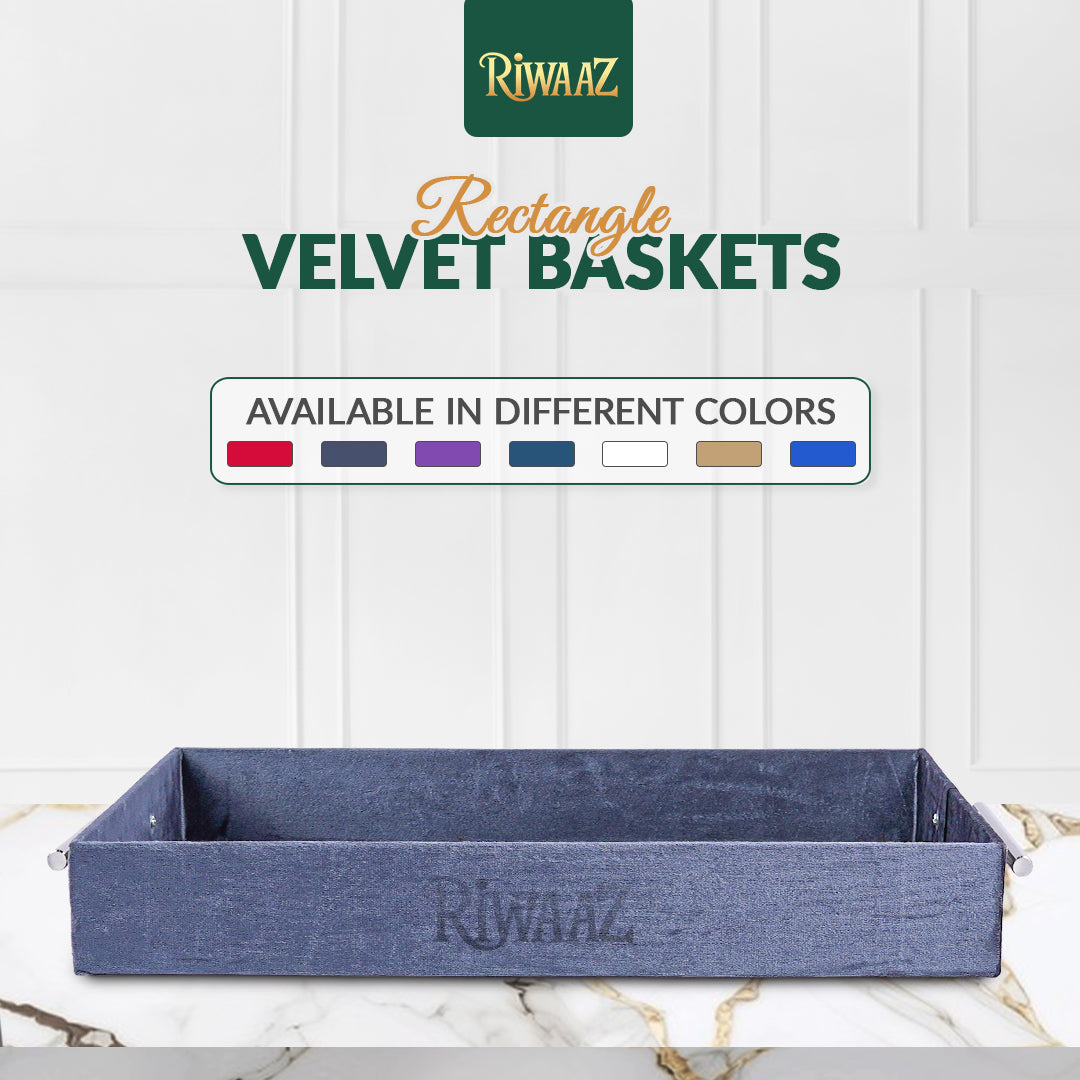 2 pcs Gray Velvet Wedding Gift Tray Set – Bridal Platter for Pakistani & Indian Shaadi Decor