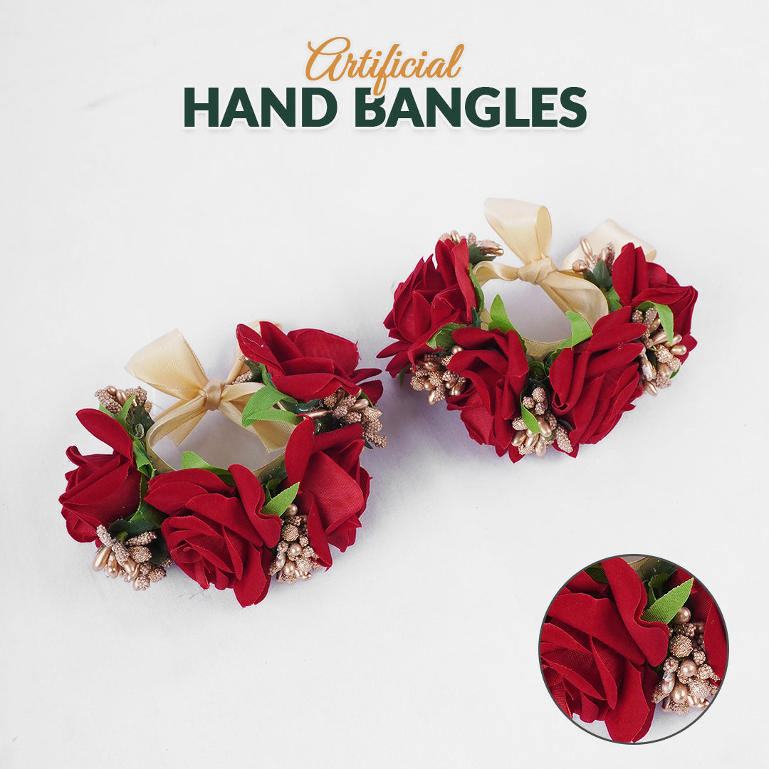1 Pair Artificial Flower Hand Bangles Gajra For Bride Wedding, Shadi, Nikkah, Indian Pakistani Weddings Nikah Gift