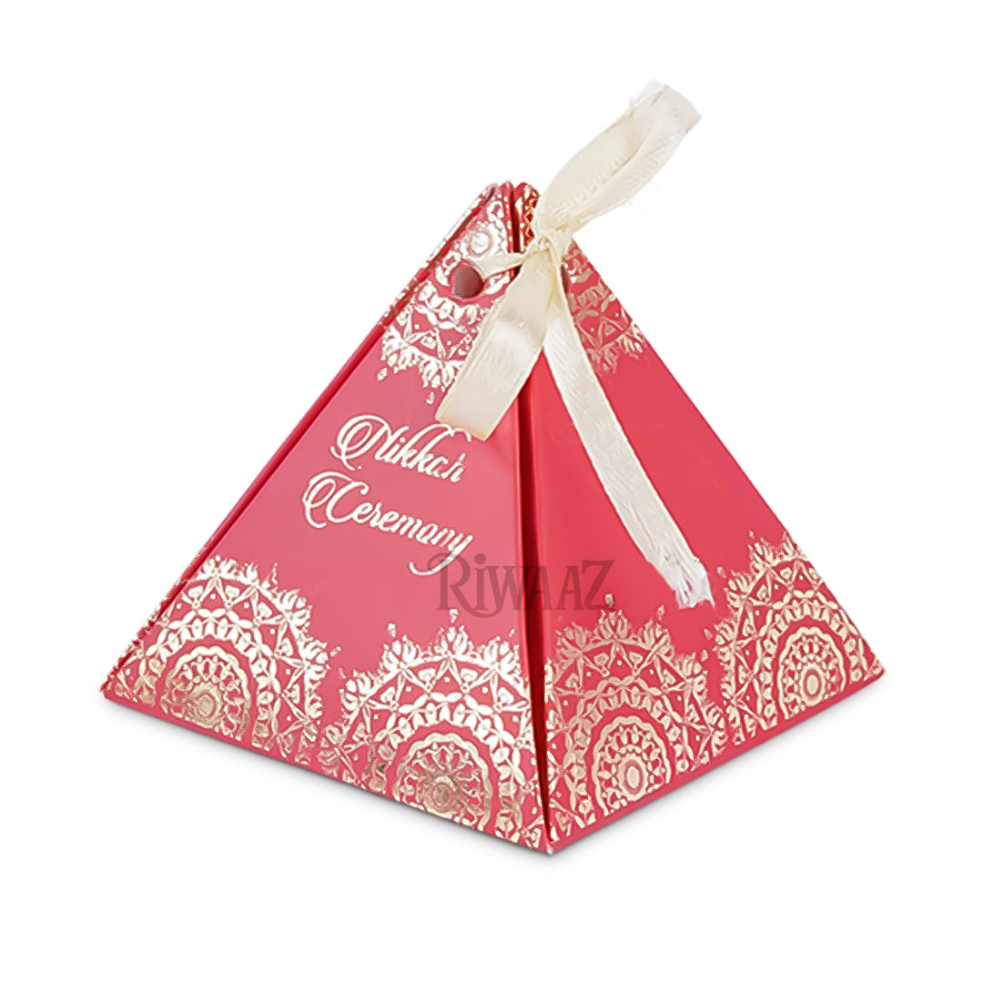 Qubool Hai & Nikkah Mubarak Pyramid Wedding Favor Box | Mehndi, Engagement, Nikkah Mubarak Gift Box | Pakistani Indian Decoration