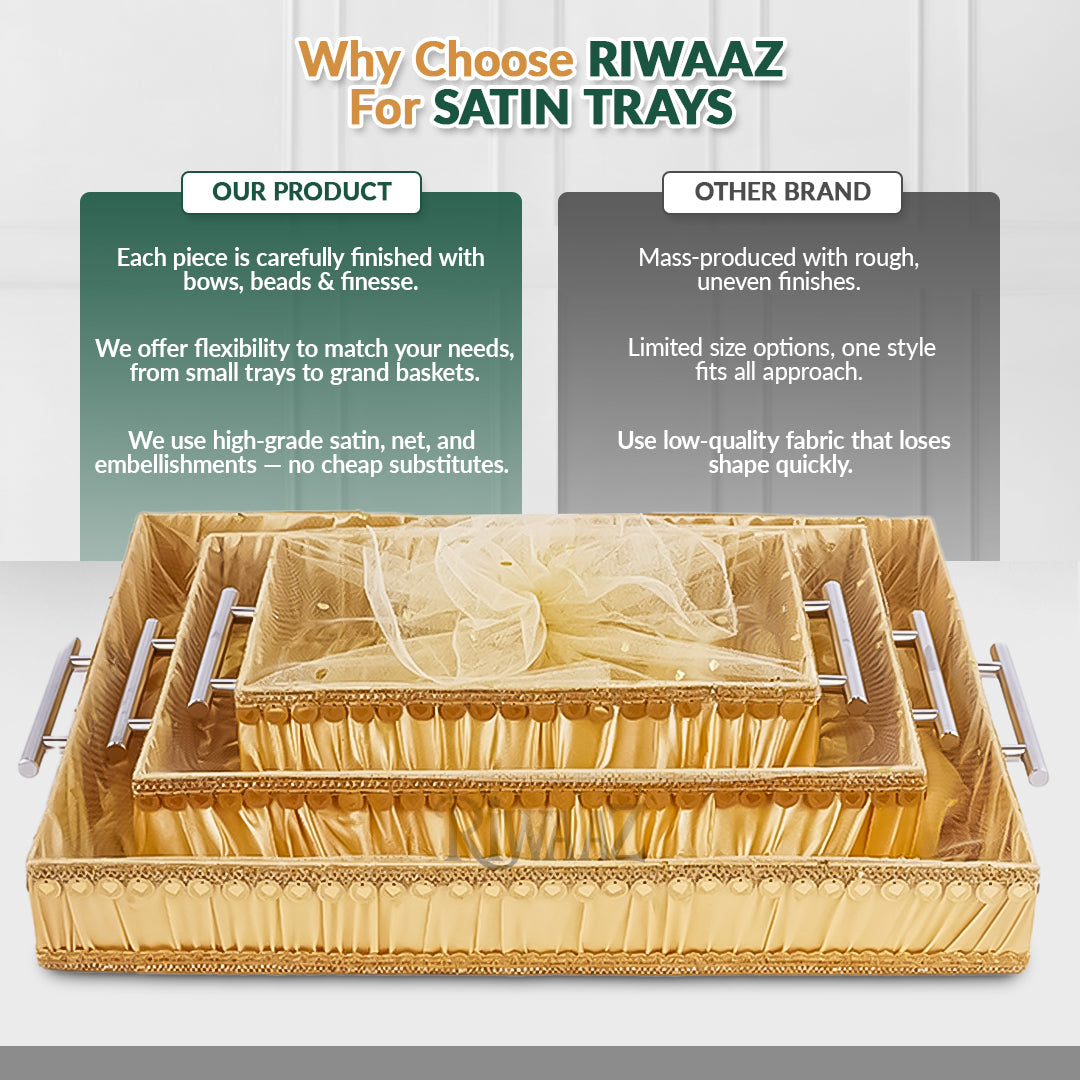 Golden Satin Trays for Weddings, Gifts & Event Displays