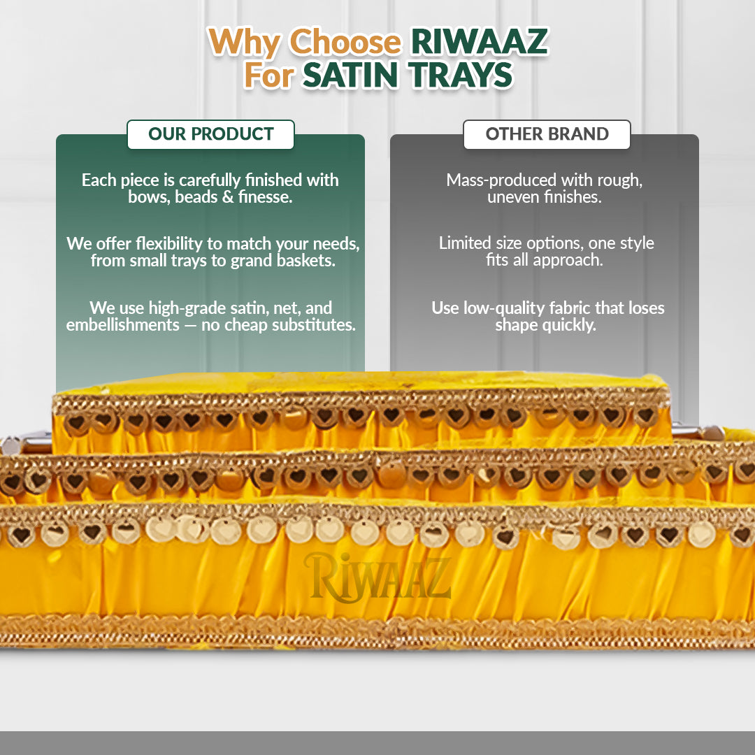 Yellow Satin Trays for Weddings, Gifts & Event Displays