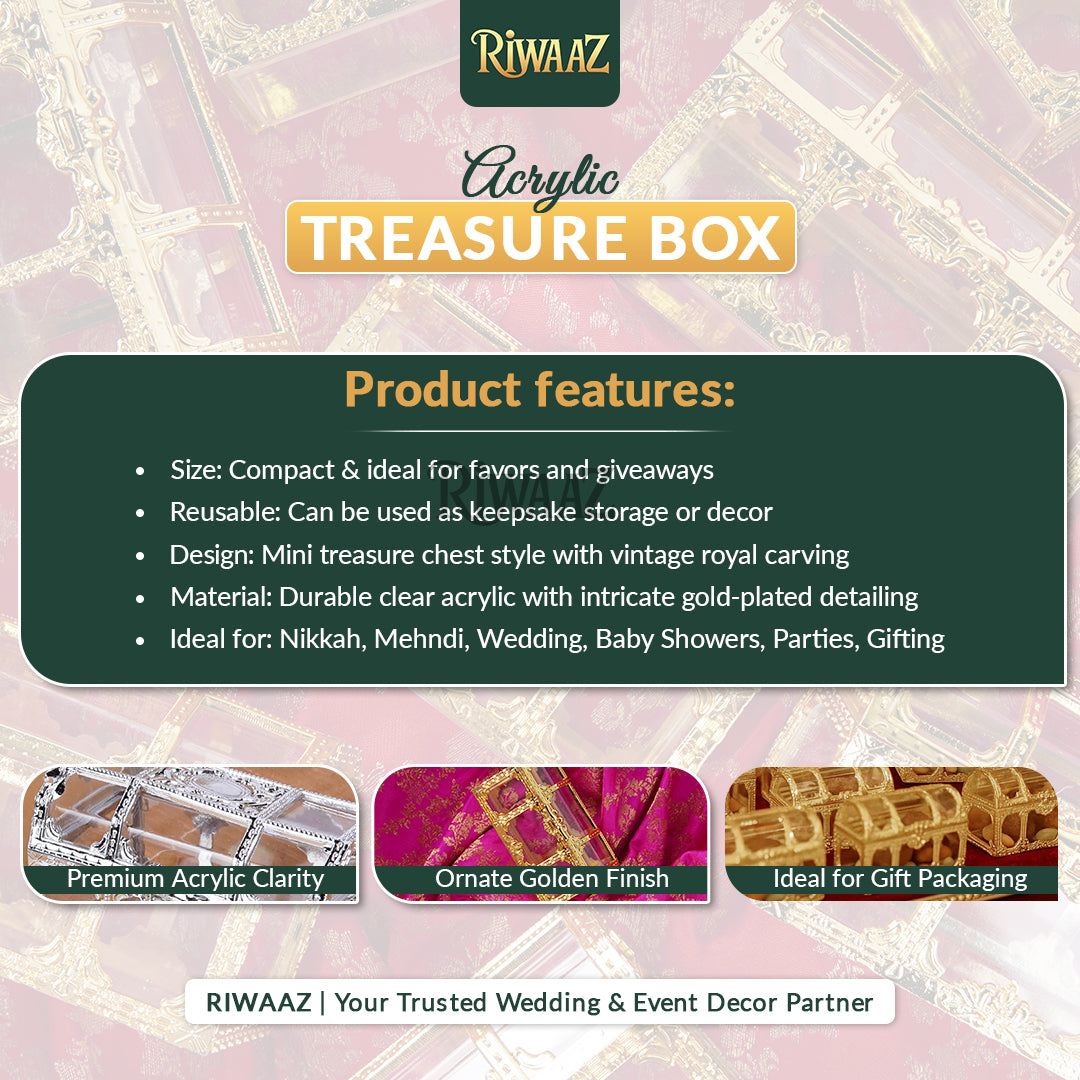 12 Pcs Golden & Silver Nikkah Acrylic Bid Boxes Candy Containers, Favors Box, Candy box, Party supplies, Acrylic Box, Chocolate Box,