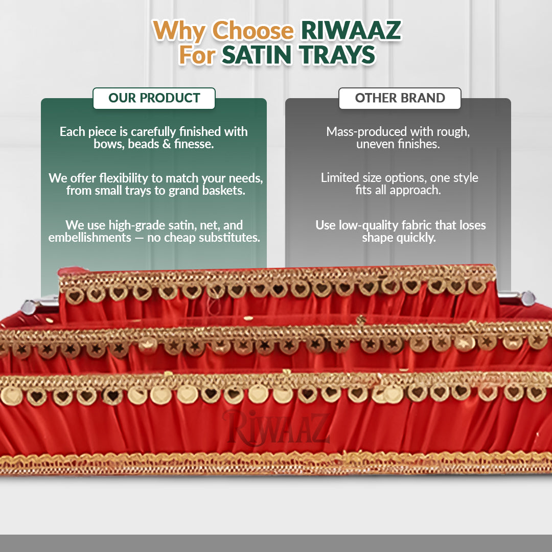 Red Satin Trays for Weddings, Gifts & Event Displays