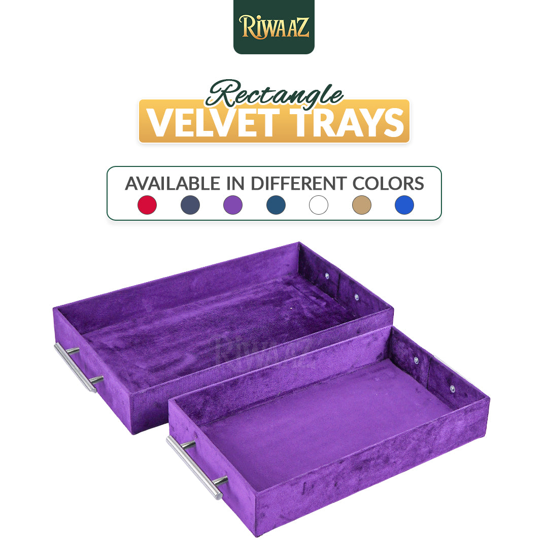 2 pcs Purple Velvet Wedding Gift Tray Set – Bridal Platter for Pakistani & Indian Shaadi Decor
