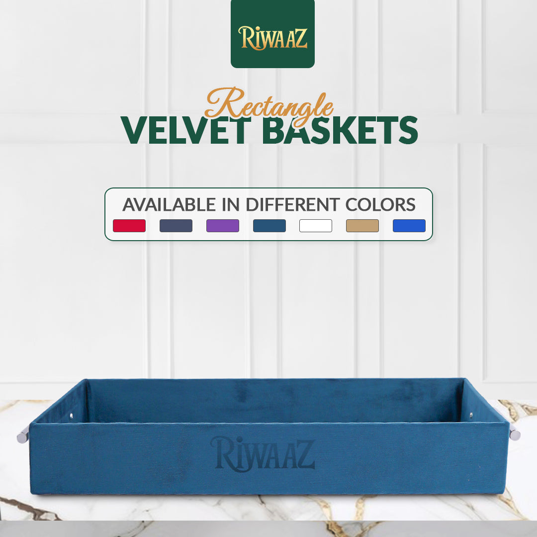 2 pcs Dull Blue Velvet Wedding Gift Tray Set – Bridal Platter for Pakistani & Indian Shaadi Decor