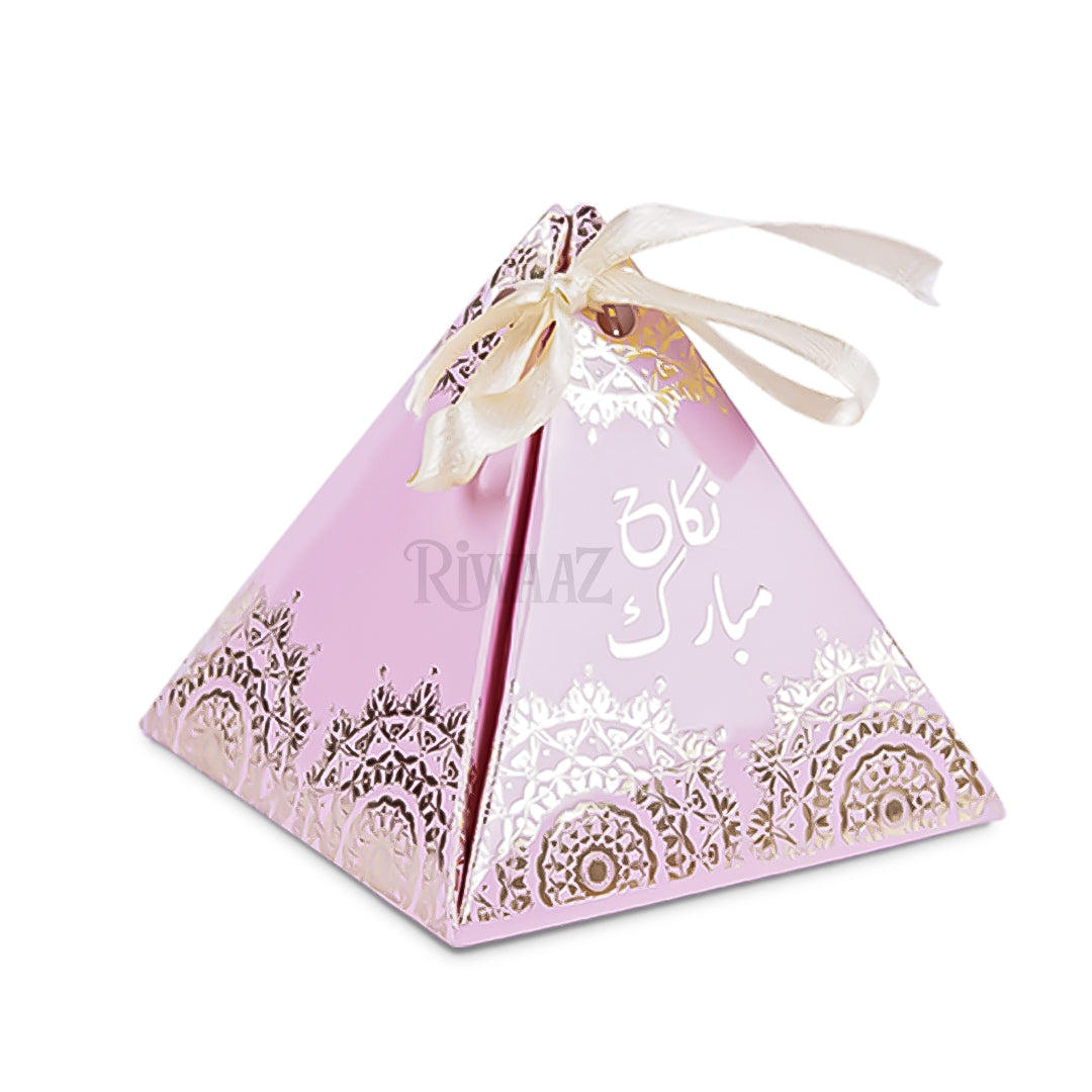 Qubool Hai & Nikkah Mubarak Pyramid Wedding Favor Box | Mehndi, Engagement, Nikkah Mubarak Gift Box | Pakistani Indian Decoration