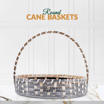 Set of 5 - Round Silver Cane Basket for Gifting, wedding decoration
