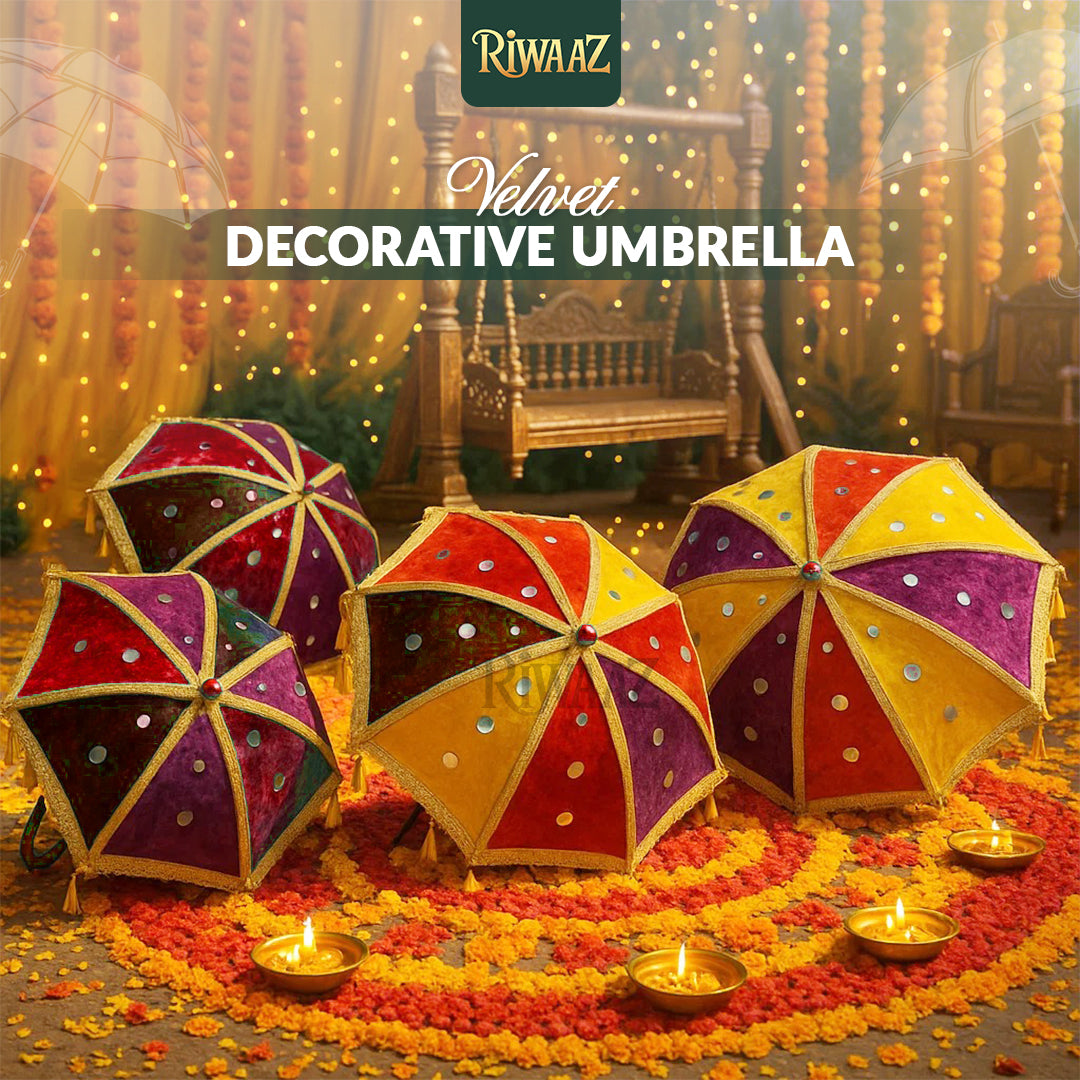 Traditional Wedding Decorations Velvet Fabric Umbrella For Nikkah, Dholki, Mehndi, Maiyoon, Wedding, Vivah, Engagement Decorative