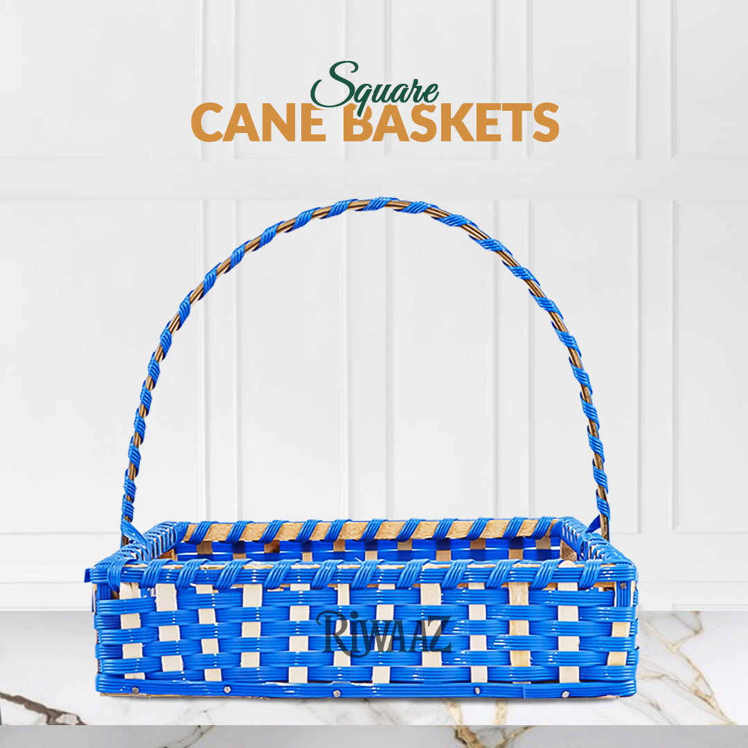 Set of 5 - Blue Square Cane Basket for Gifting, wedding decoration