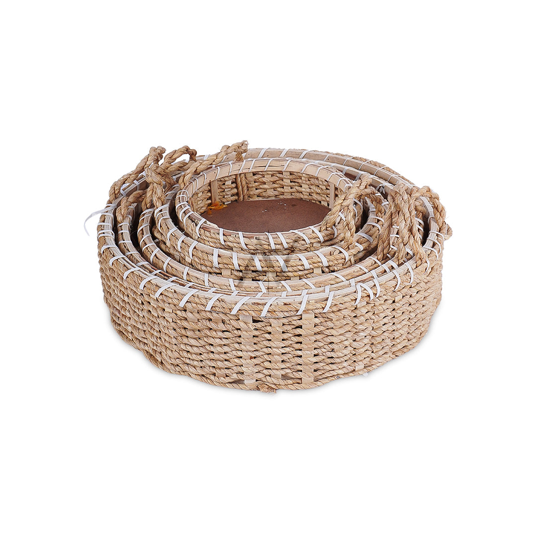 Set of 5 - Round Jute Basket Set