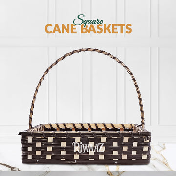 Set of 5 - Brown Square Cane Basket for Gifting, wedding decoration