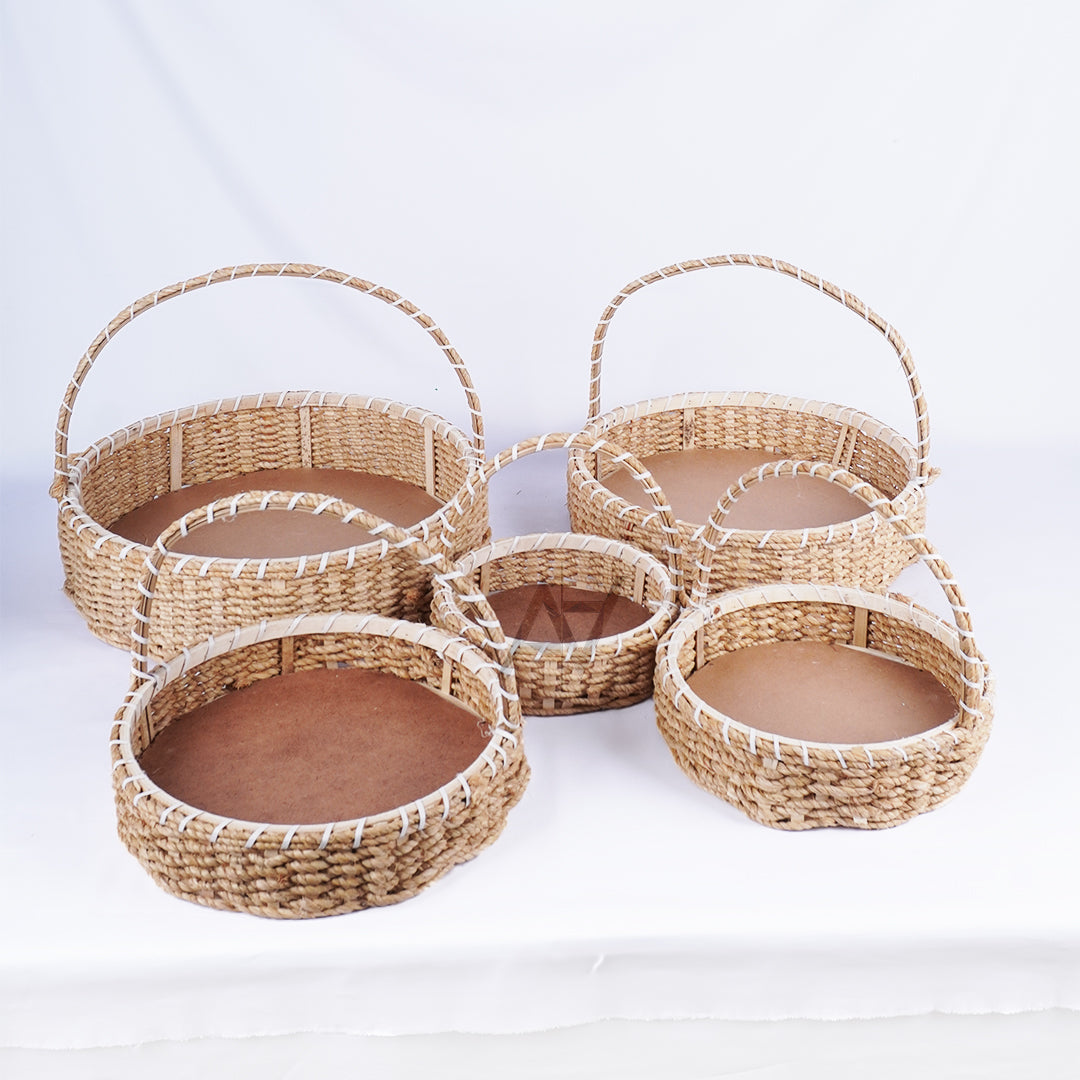 Set of 5 - Round Jute Basket Set