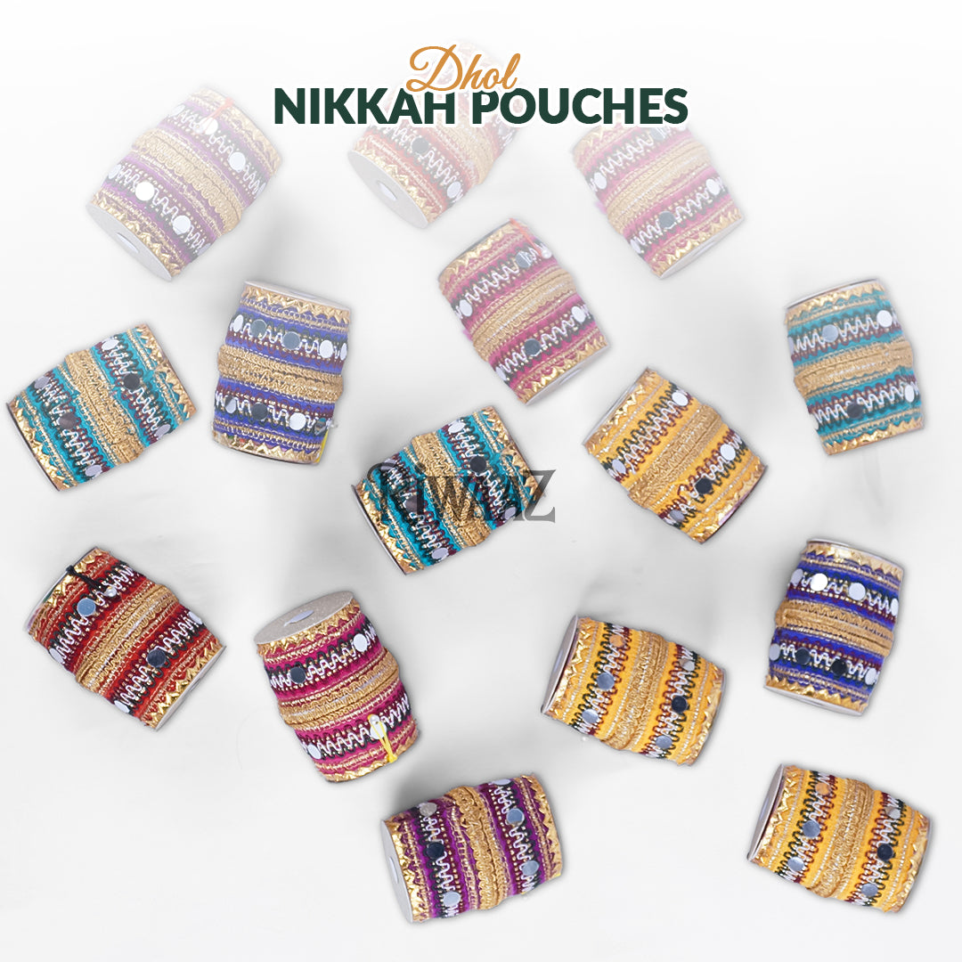 Set of 25 – Multicolor Dhol Design Pouches for Mehndi & Wedding