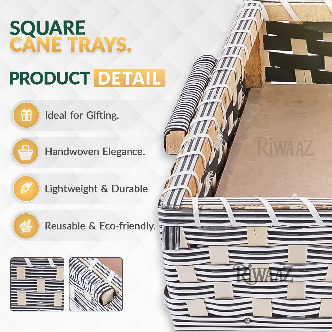 Set of 5 - Silver Rectangle Cane Trays Set for gifting