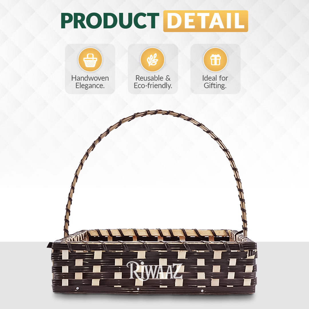 Set of 5 - Brown Square Cane Basket for Gifting, wedding decoration
