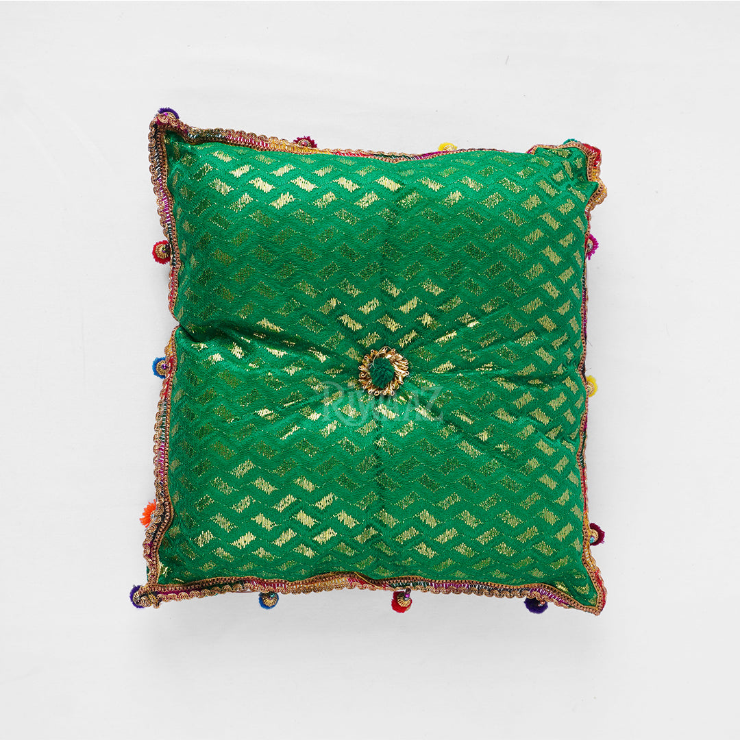Jamawar Fabric Pillow, Cusion Perfect For Traditional Wedding Decor Including Mehndi, Nikkah, Maiyun, Vivah, and Cultural Celebrate