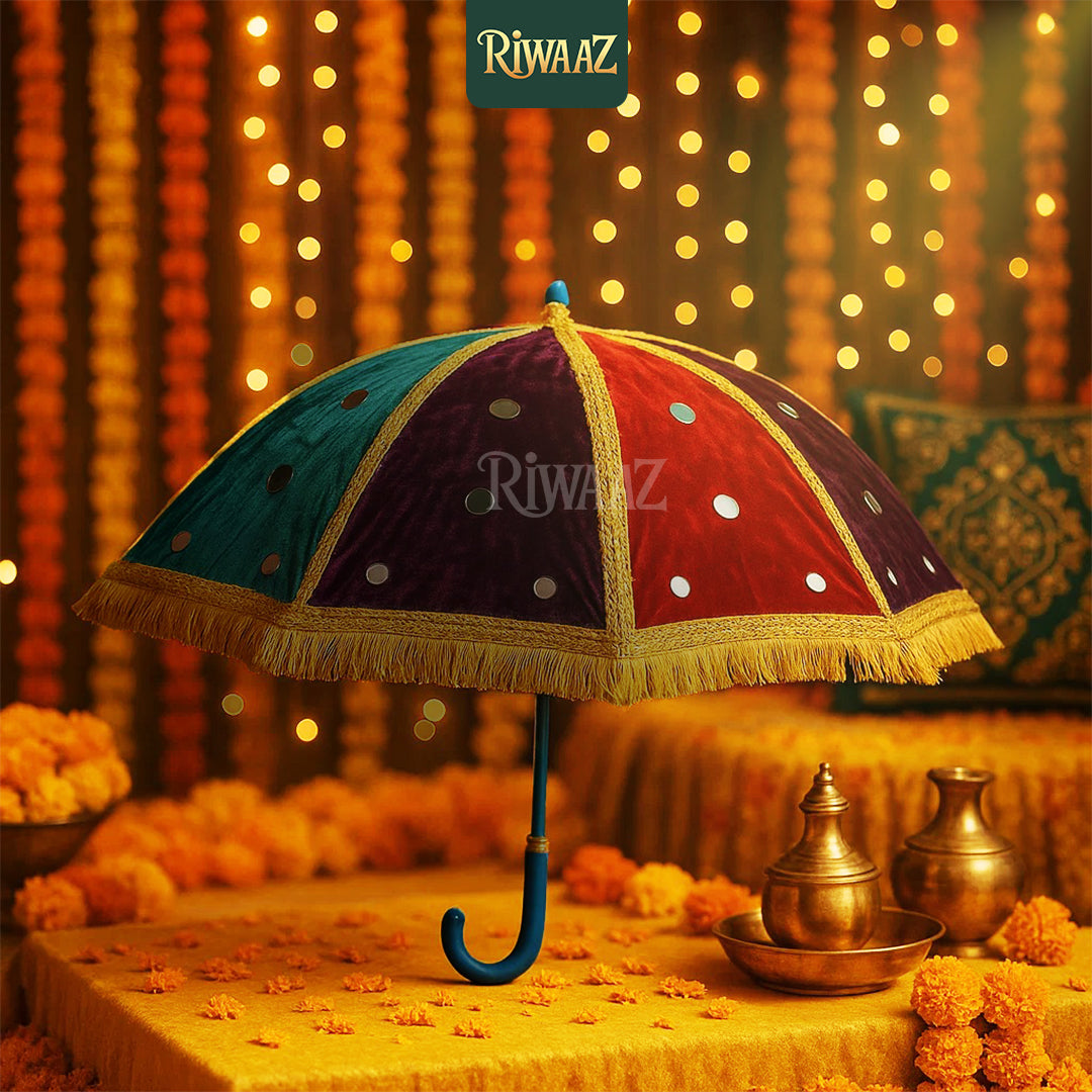 Traditional Wedding Decorations Velvet Fabric Umbrella For Nikkah, Dholki, Mehndi, Maiyoon, Wedding, Vivah, Engagement Decorative
