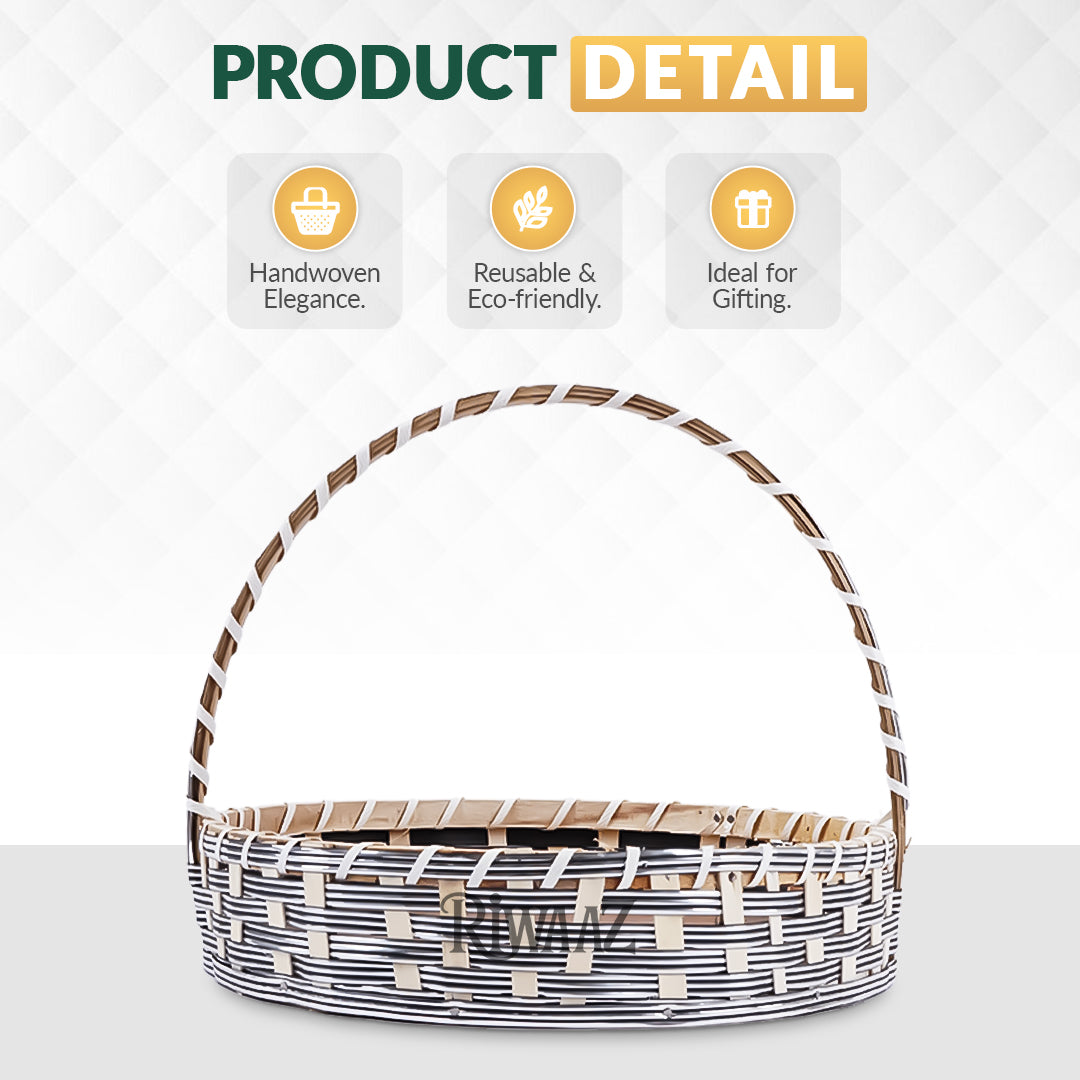 Set of 5 - Round Silver Cane Basket for Gifting, wedding decoration