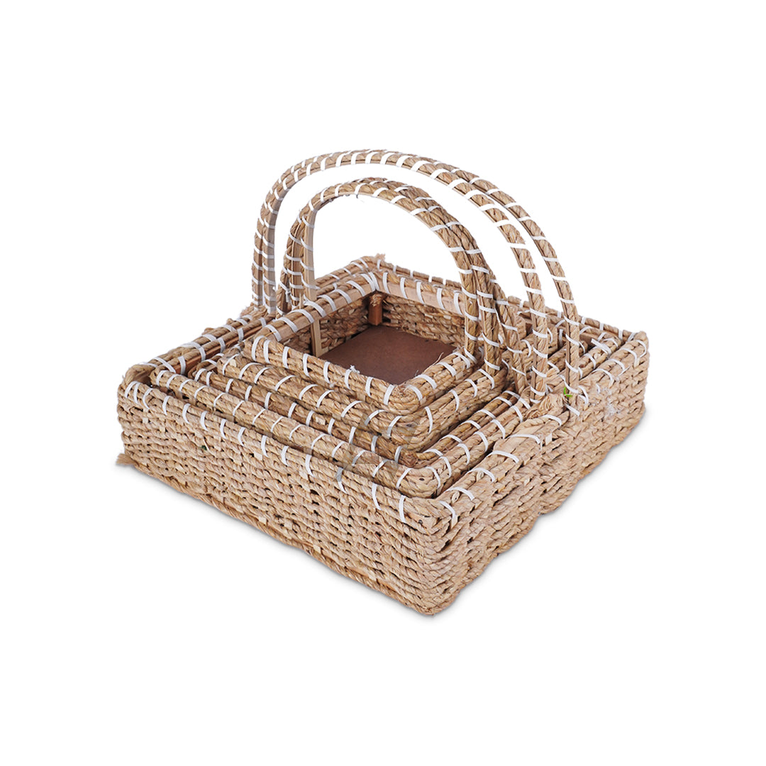 Set of 5 - Square Jute Basket Set