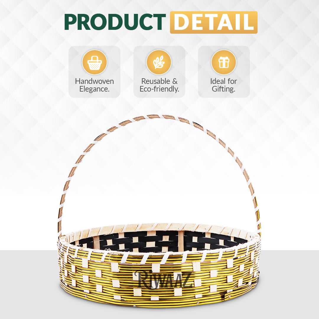 Set of 5 - Round Golden Cane Basket for Gifting, wedding decoration