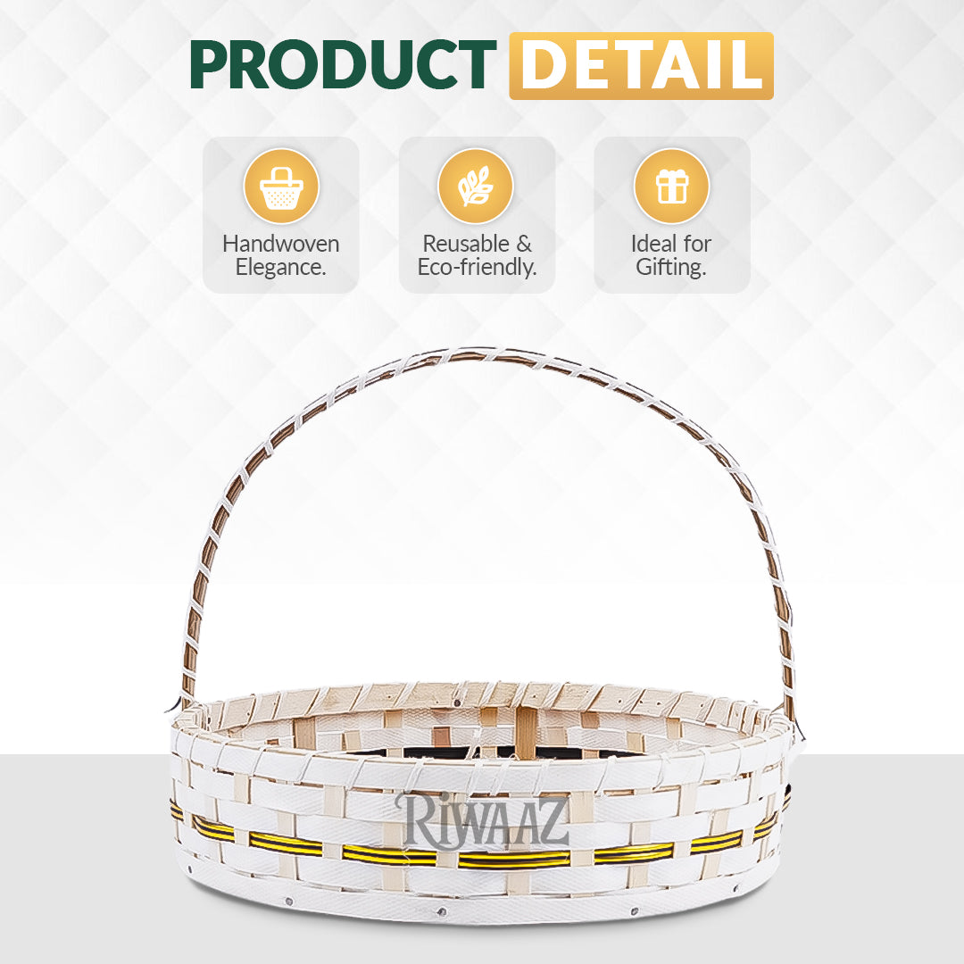 Set of 5 - Round White Cane Basket for Gifting, wedding decoration