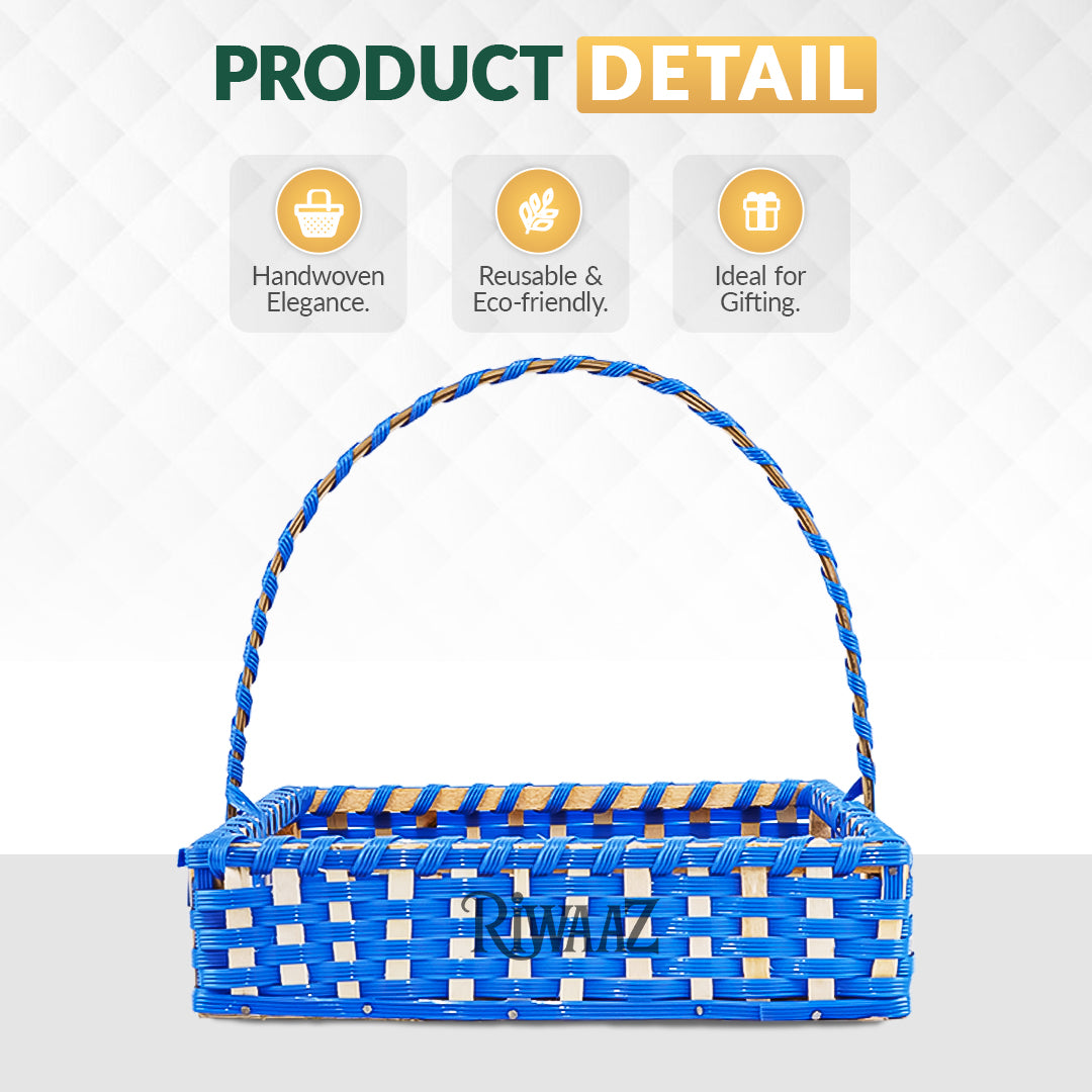 Set of 5 - Blue Square Cane Basket for Gifting, wedding decoration