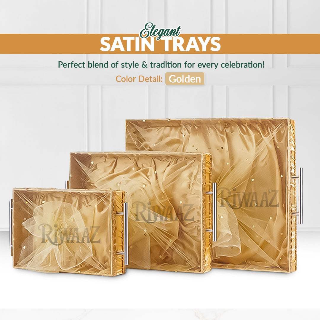 Golden Satin Trays for Weddings, Gifts & Event Displays