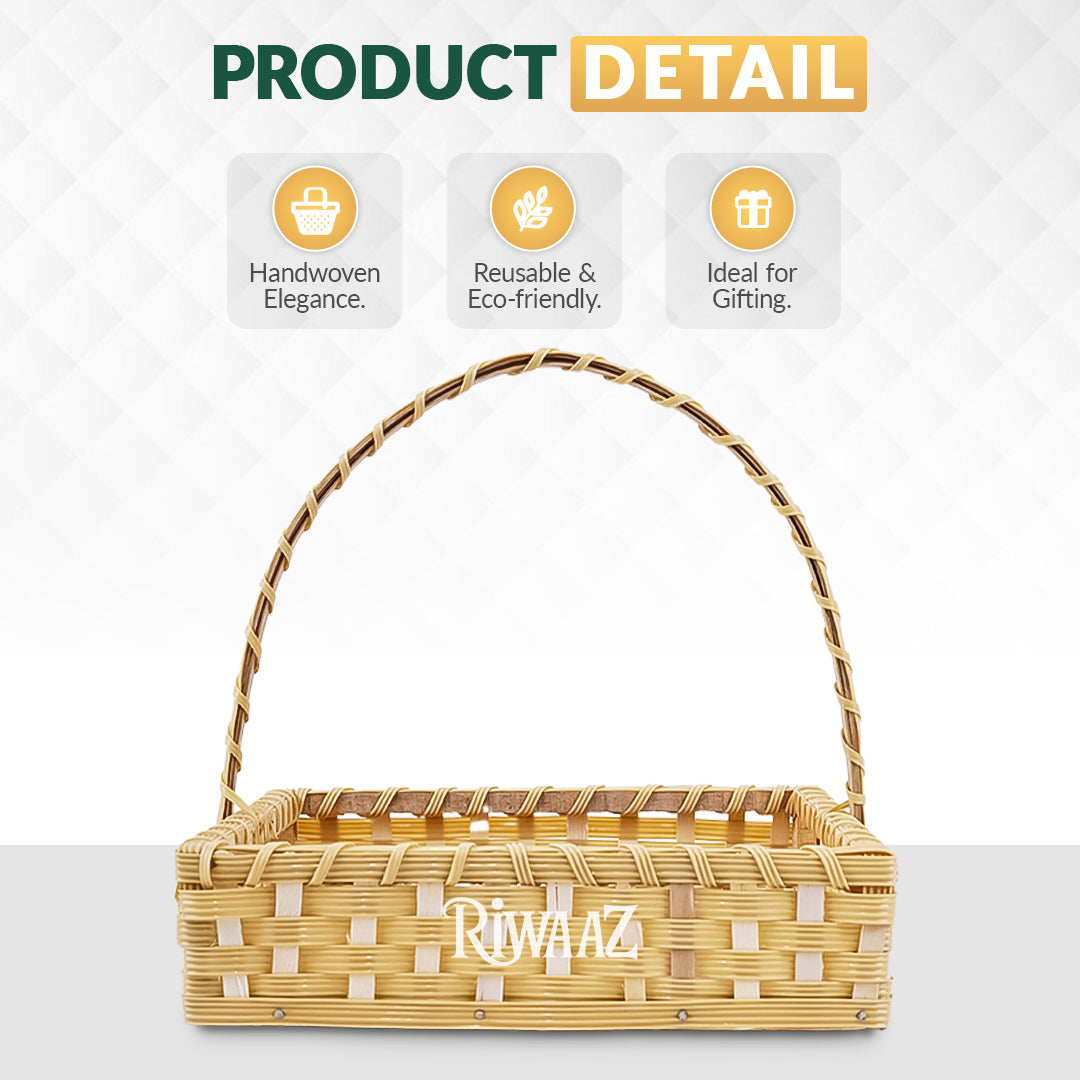 Set of 5 - Beige Square Cane Basket for Gifting, wedding decoration