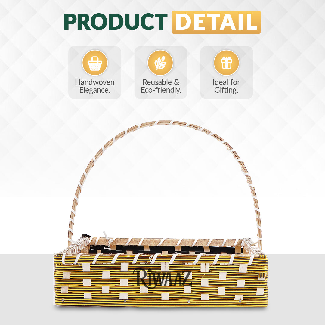 Set of 5 - Golden Square Cane Basket for Gifting, wedding decoration