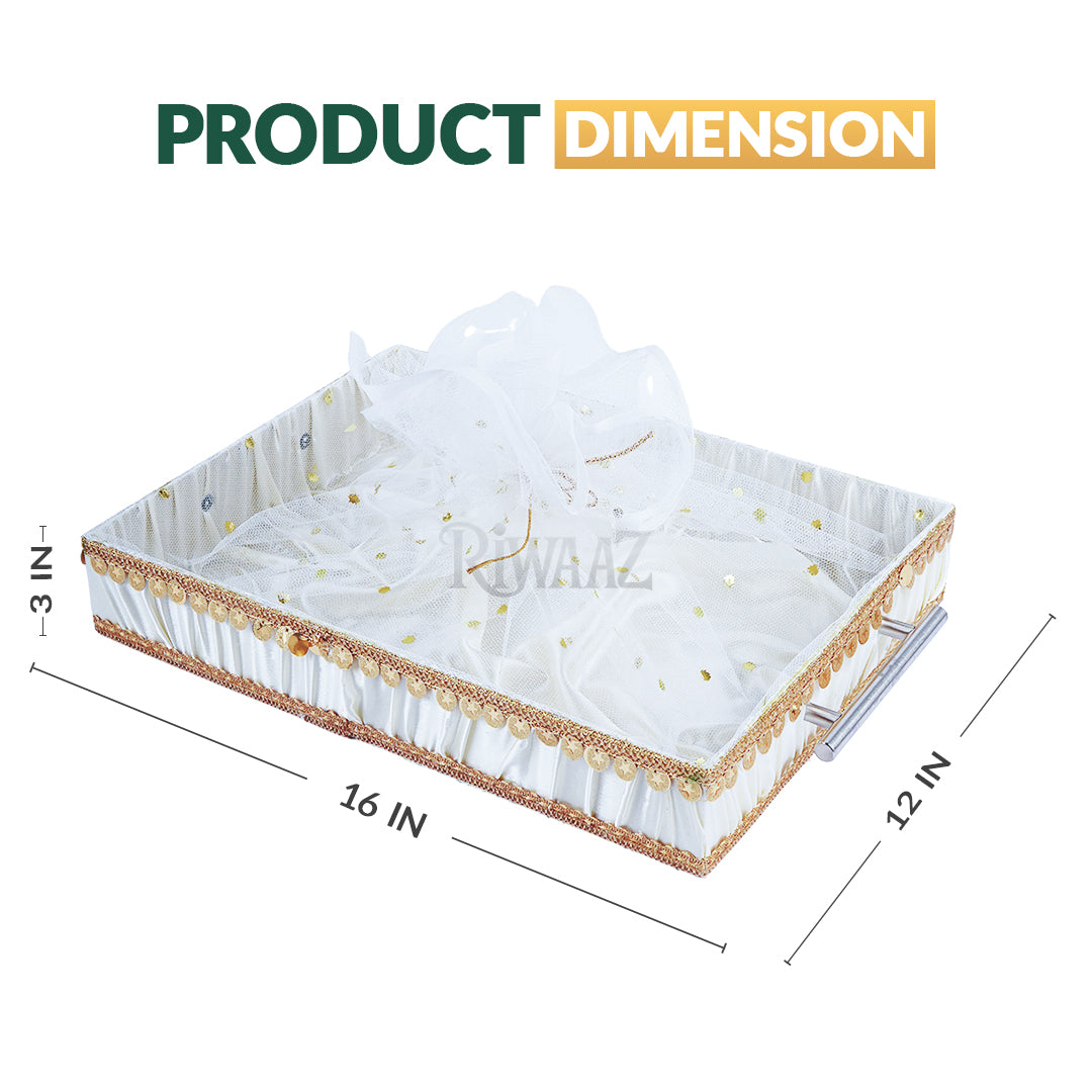 White Satin Trays for Weddings, Gifts & Event Displays