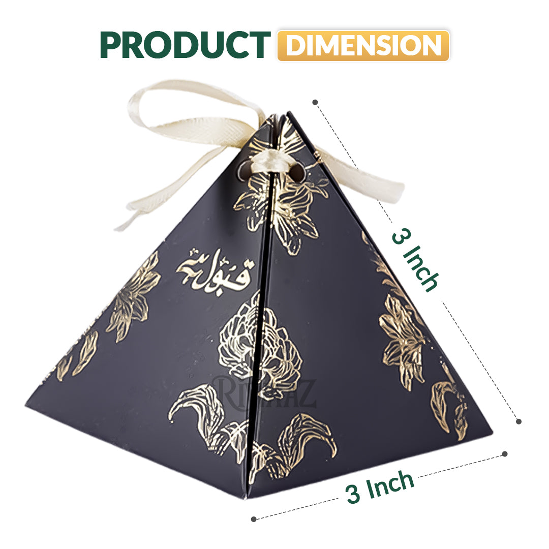Qubool Hai & Nikkah Mubarak Pyramid Wedding Favor Box | Mehndi, Engagement, Nikkah Mubarak Gift Box | Pakistani Indian Decoration