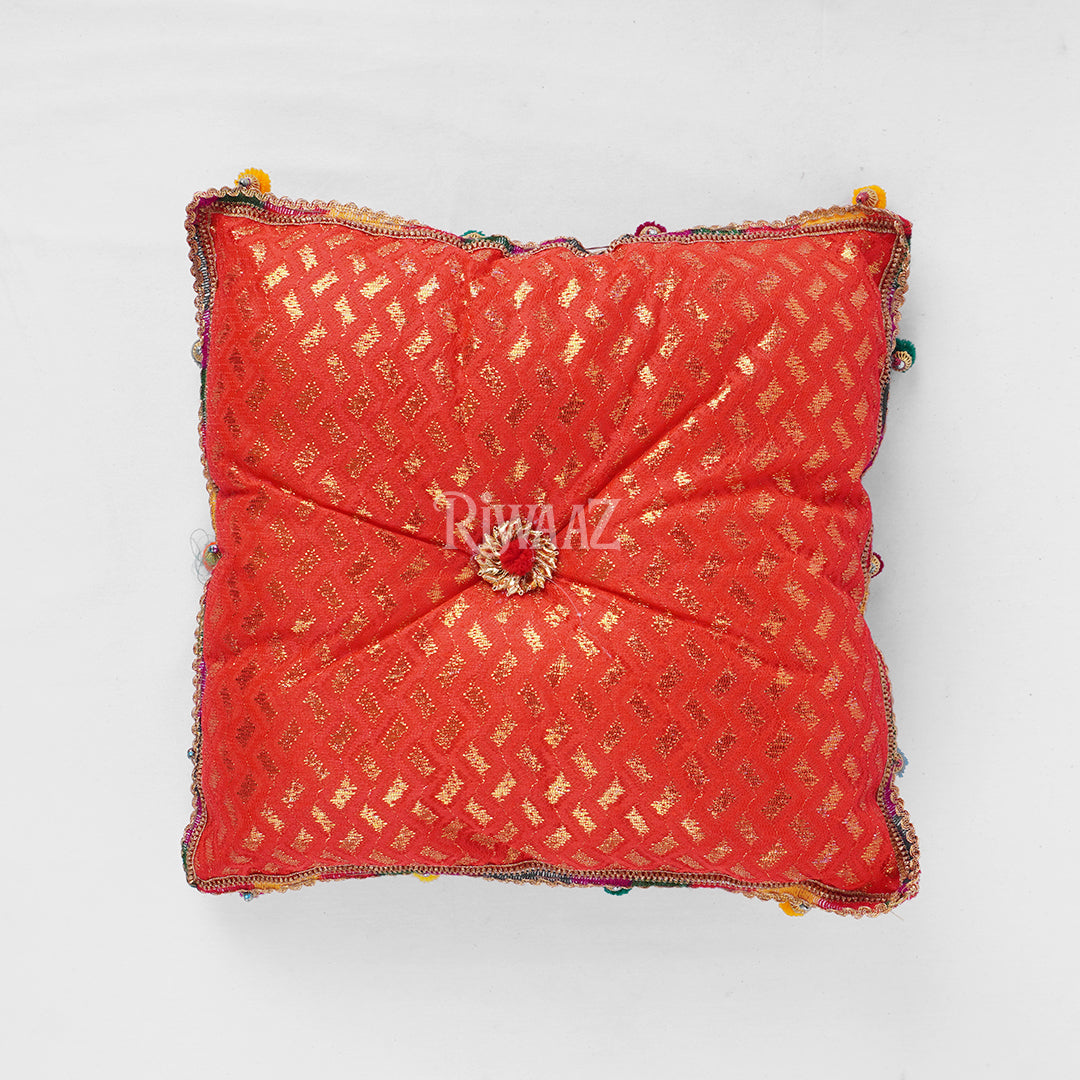 Jamawar Fabric Pillow, Cusion Perfect For Traditional Wedding Decor Including Mehndi, Nikkah, Maiyun, Vivah, and Cultural Celebrate