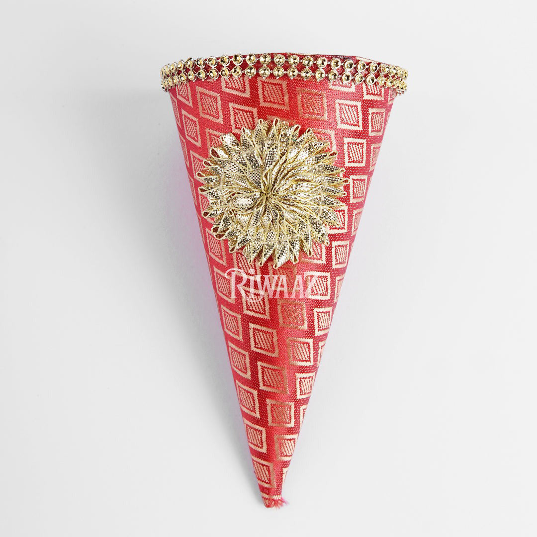 Cone Shape Nikkah Pouches – Pack of 10 | 5-Inch Vibrant Fabric Gift Bags for Nikkah, Mehndi & Wedding Favors