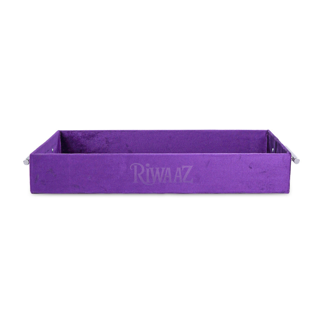 2 pcs Purple Velvet Wedding Gift Tray Set – Bridal Platter for Pakistani & Indian Shaadi Decor
