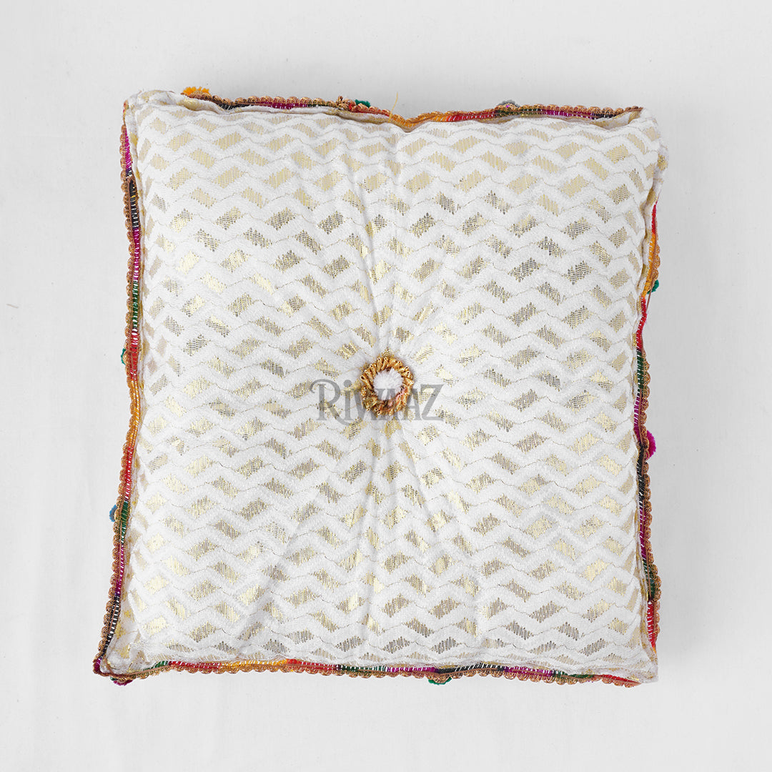 Jamawar Fabric Pillow, Cusion Perfect For Traditional Wedding Decor Including Mehndi, Nikkah, Maiyun, Vivah, and Cultural Celebrate