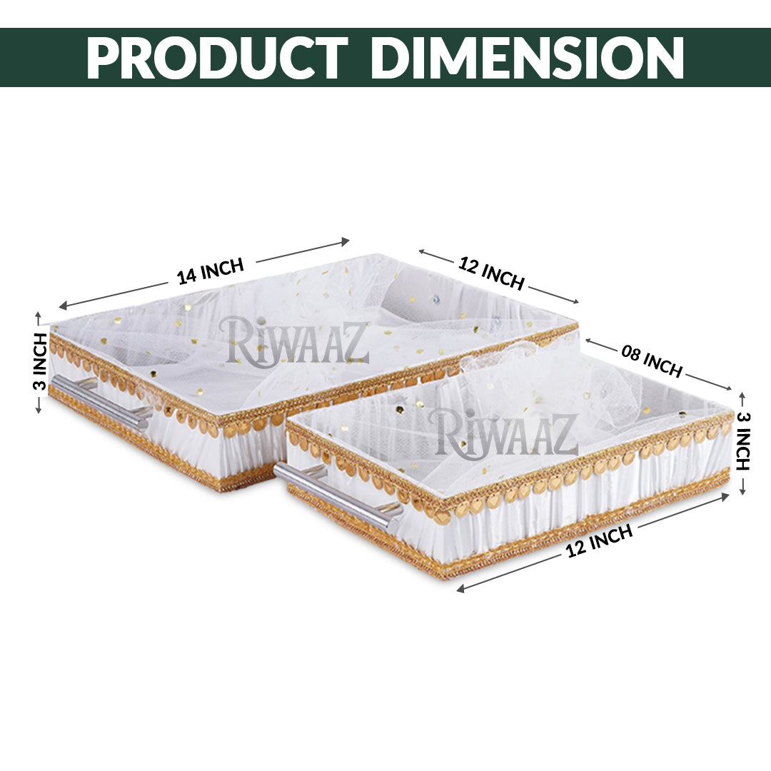 White Satin Trays for Weddings, Gifts & Event Displays