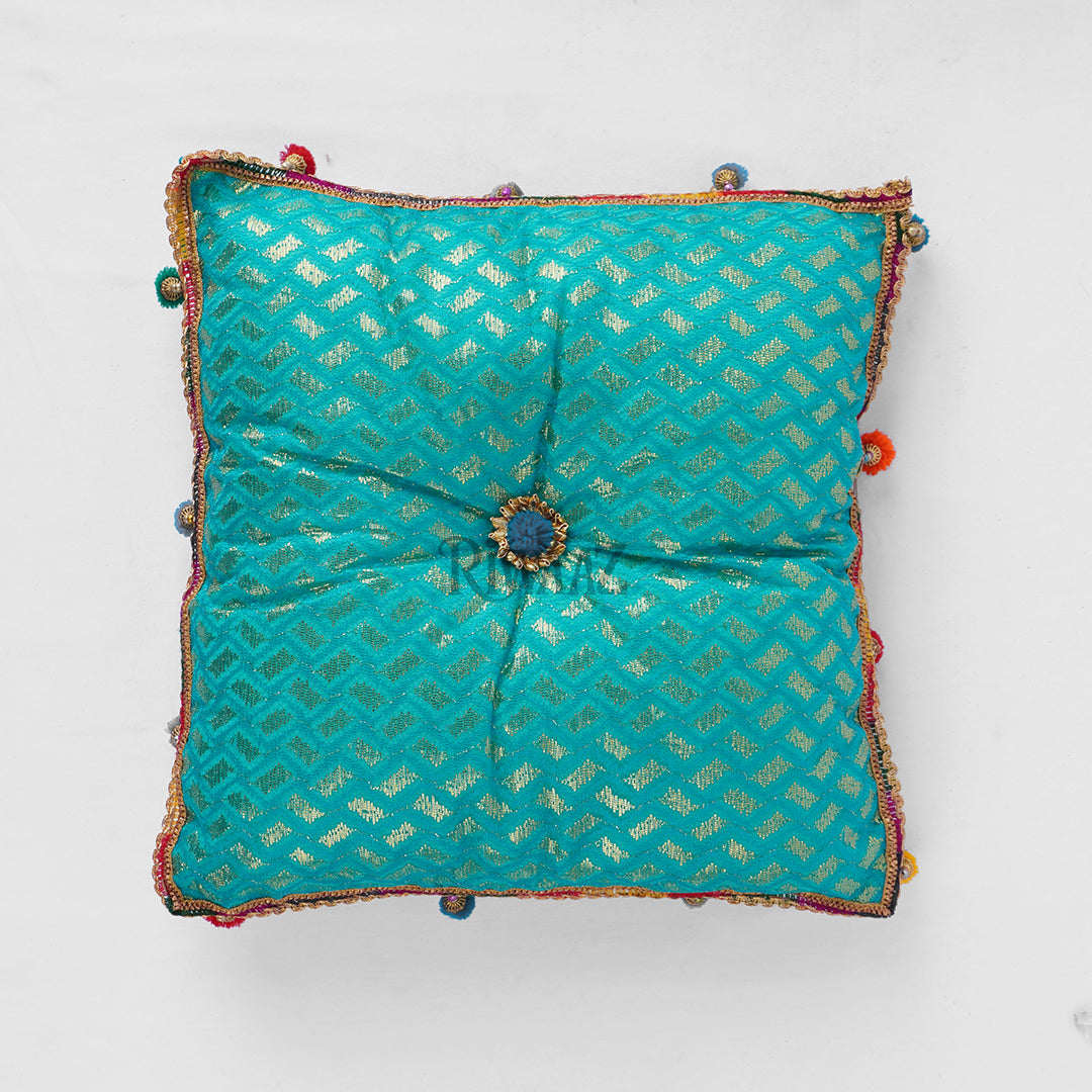 Jamawar Fabric Pillow, Cusion Perfect For Traditional Wedding Decor Including Mehndi, Nikkah, Maiyun, Vivah, and Cultural Celebrate