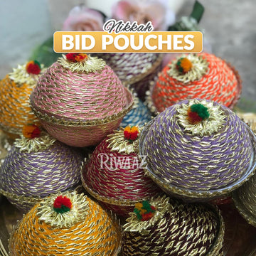 Multi Color - 25 Pcs Matki Box Bid Box For Nikkah, Mehndi Dholki Box Wedding Matki Pouches Wedding