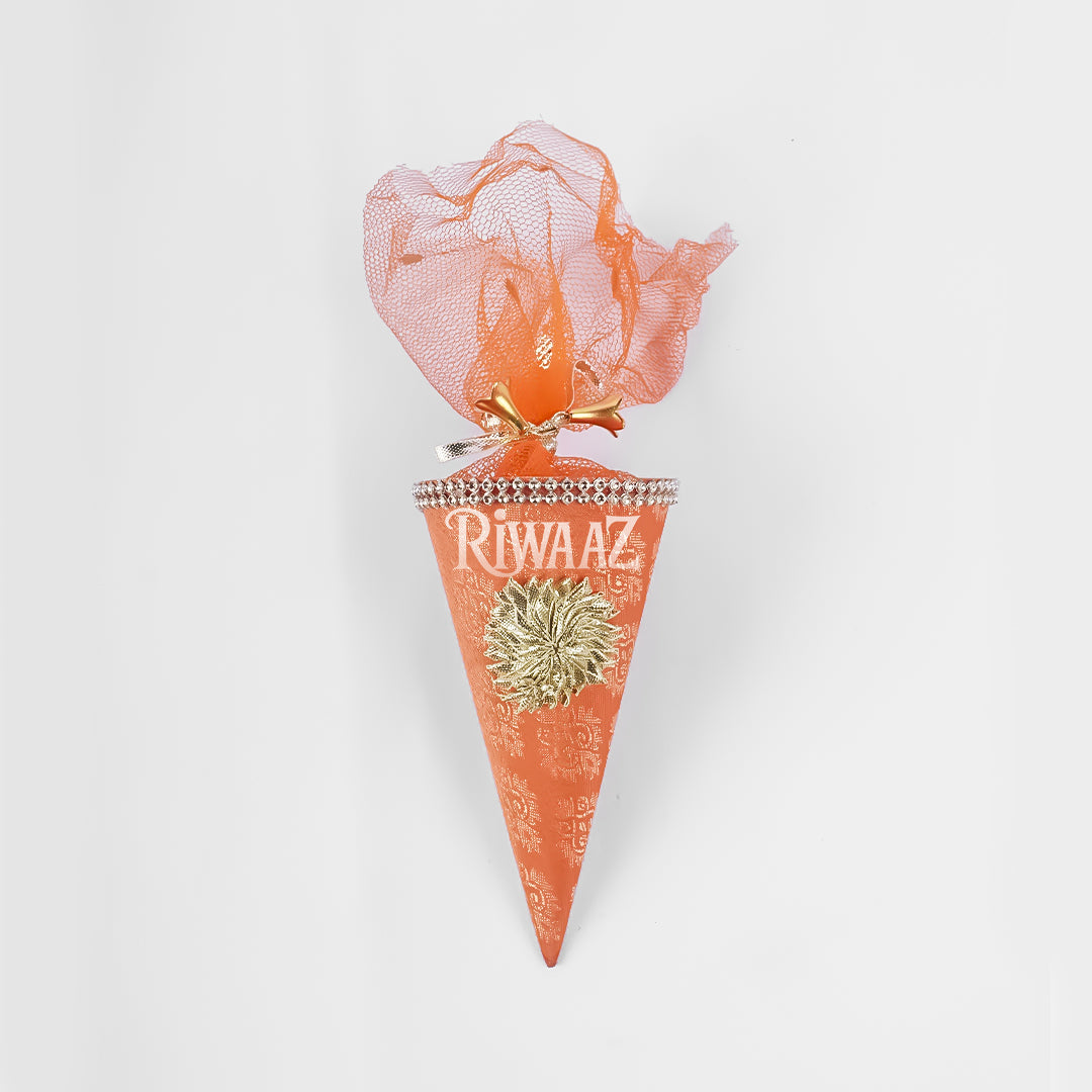 Cone Shape Nikkah Pouches – Pack of 10 | 5-Inch Vibrant Fabric Gift Bags for Nikkah, Mehndi & Wedding Favors