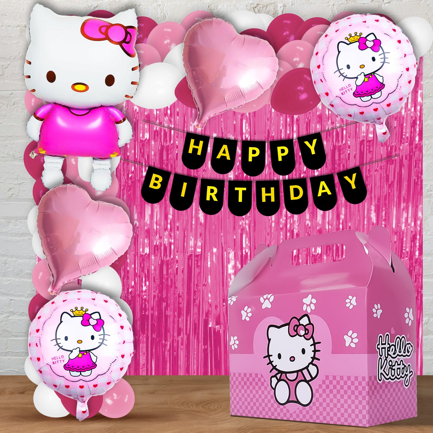 Hello Kitty Balloon Kit Birthday Party Decor Balloon Garland Kit, For Baby Shower, Backdrop, Indoor Decor Hello Kitty Theme Decoration