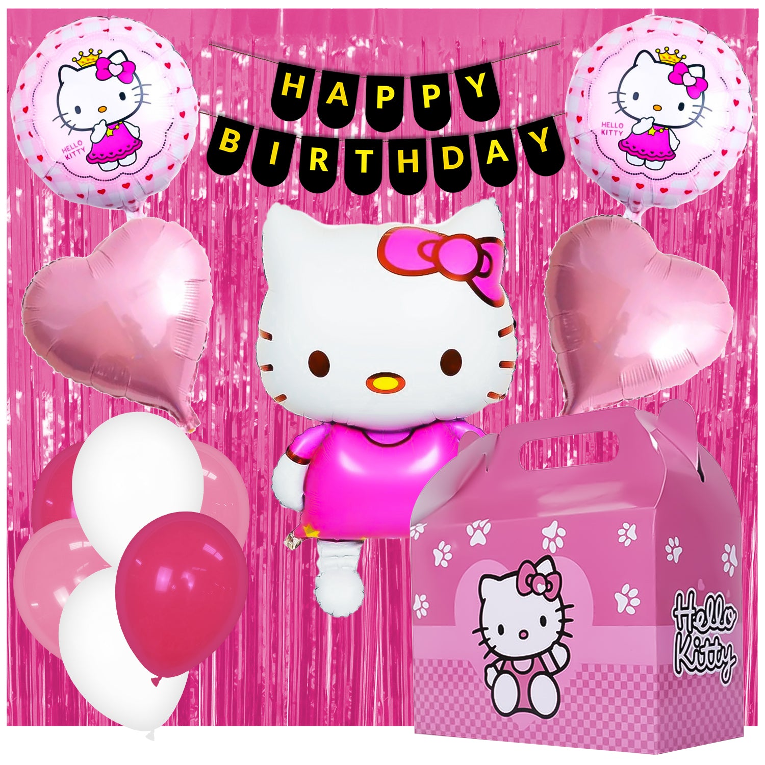 Hello Kitty Balloon Kit Birthday Party Decor Balloon Garland Kit, For Baby Shower, Backdrop, Indoor Decor Hello Kitty Theme Decoration