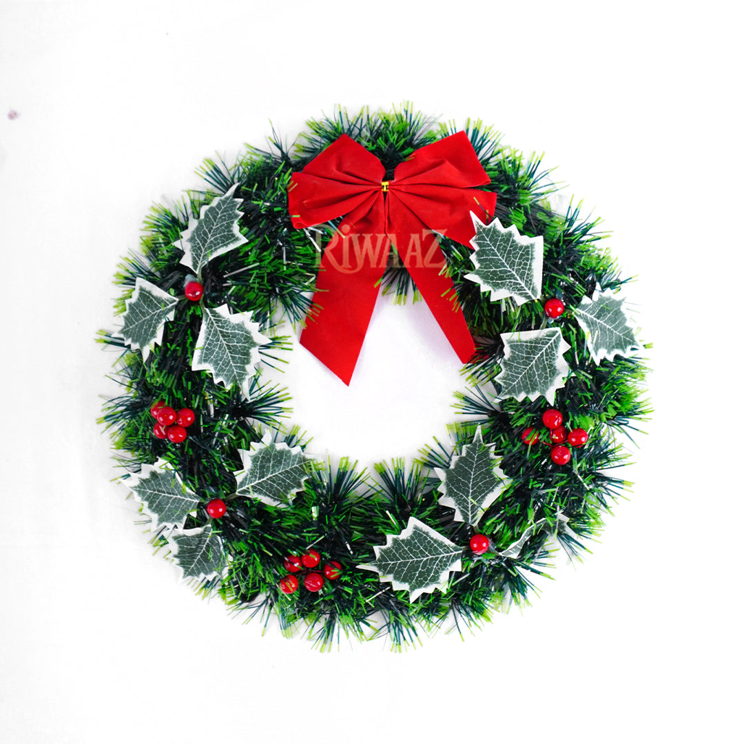 Christmas Flower Wreath – Festive Holiday Floral Wreath with Greenery & Blooms