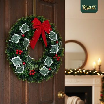 Christmas Flower Wreath – Festive Holiday Floral Wreath with Greenery & Blooms